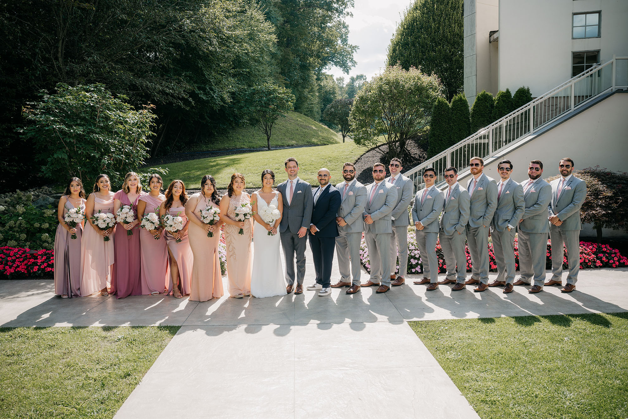 Bridal Party Grey and Shades of Pink